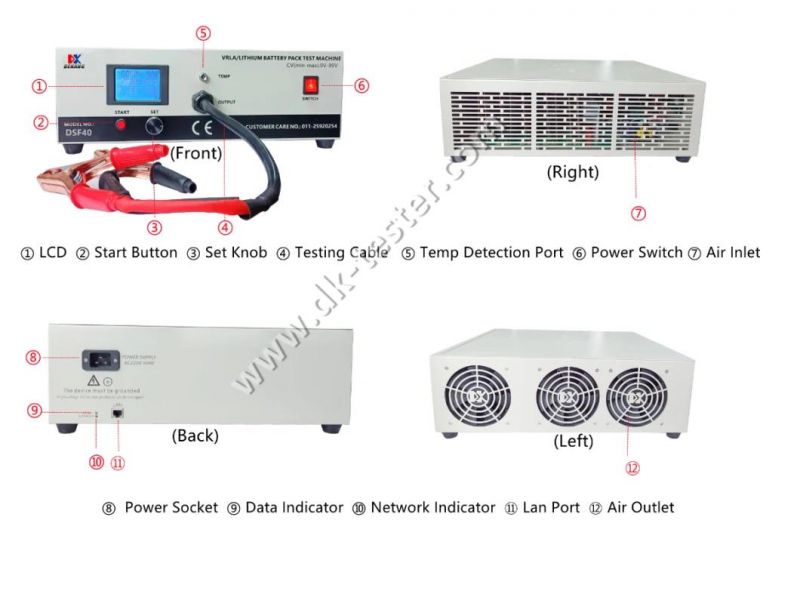 12V/24V/36V/48V/60V/72V/84V 40A Electric Car Lead-Acid and Lithium-Ion Battery Pack Auto Cycle Charge and Discharge Battery Capacity Online Tester Checker