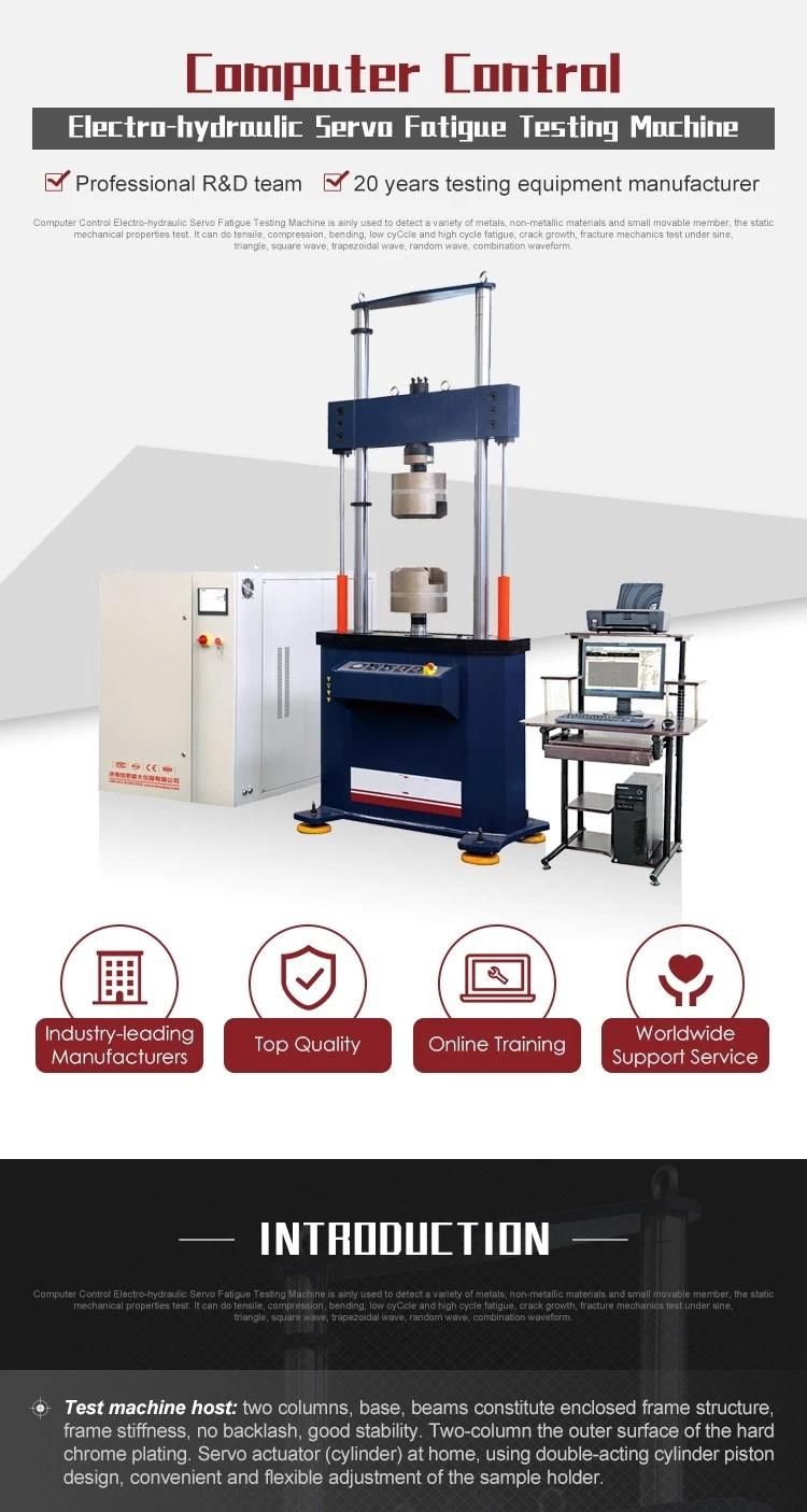 Pws-250 250kn Microcomputer Controlled Electro-Hydraulic Servo Dynamic and Static Universal Fatigue Testing Machine