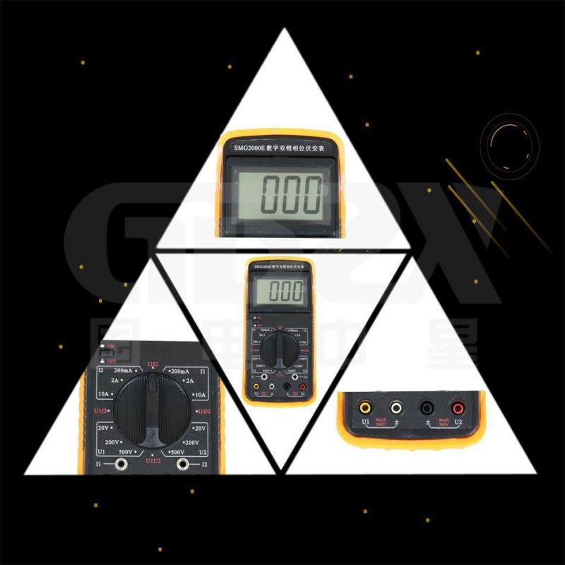 Dual Channel Input Digital Dual Clamp Phase Volt Ampere Meter