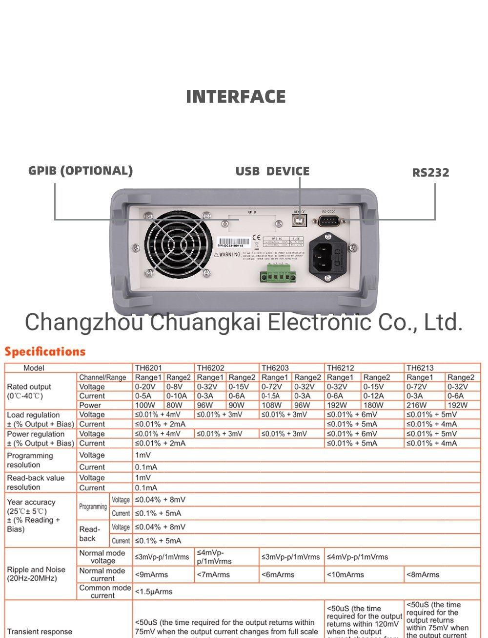 Th6213 Programmable Double Range Power Source with Output Control Switch