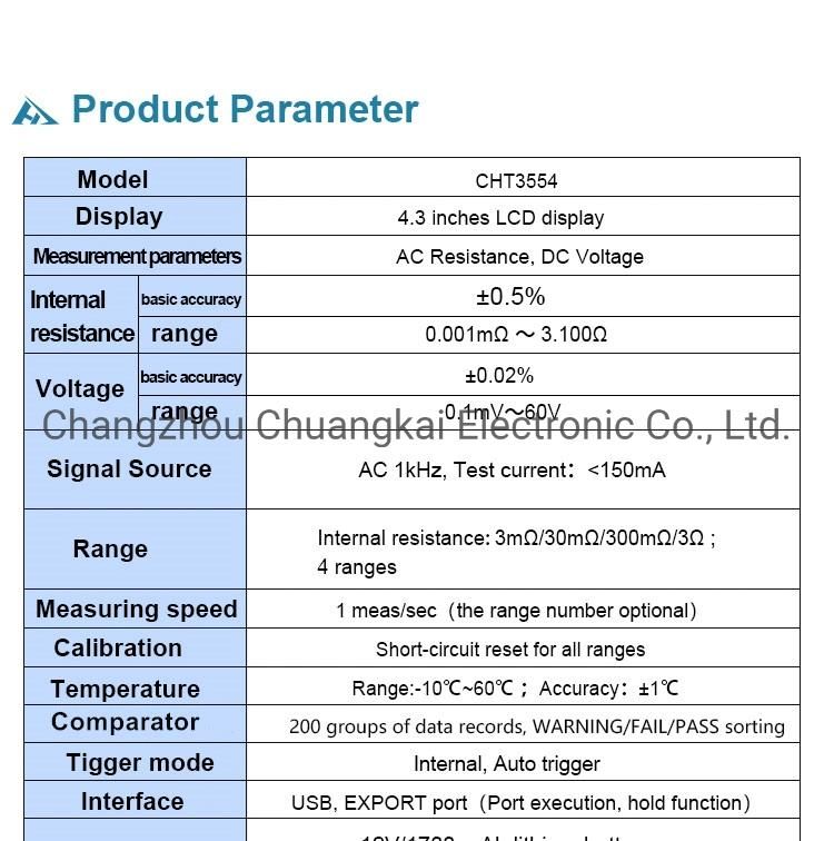 Cht3554 Portable 3V Battery Tester 12V Battery Tester Analyzer