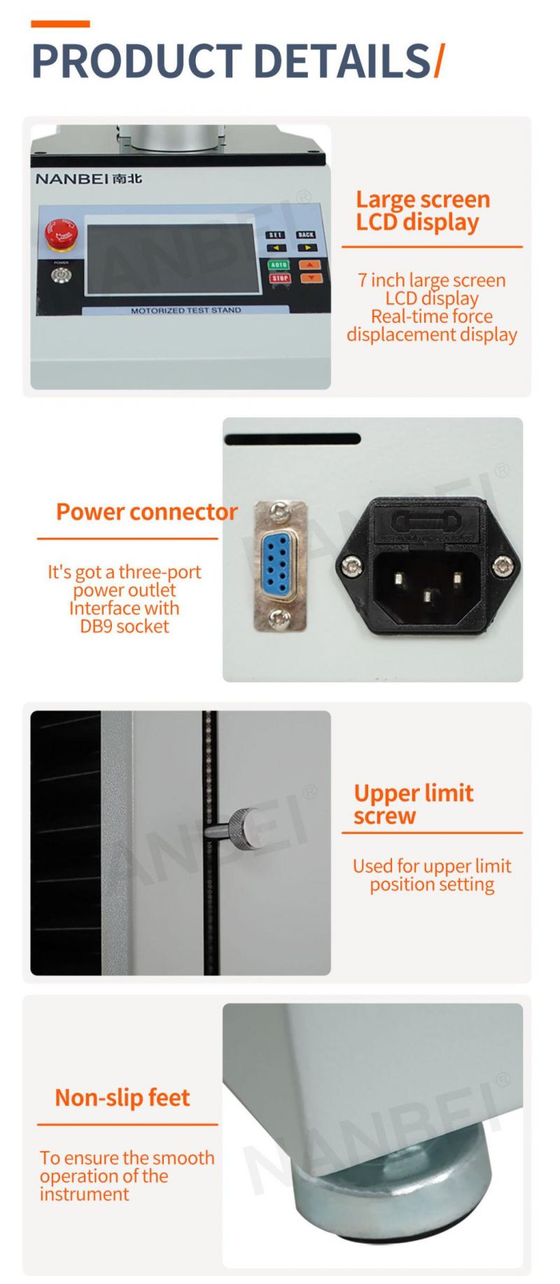 Digital Display Electric Single Column Vertical Motorised Test Stand