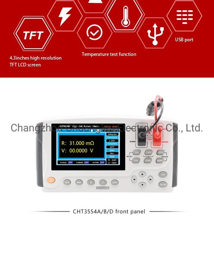 Cht3554b TFT-LCD Display Battery Tester High Voltage Battery Test Equipment