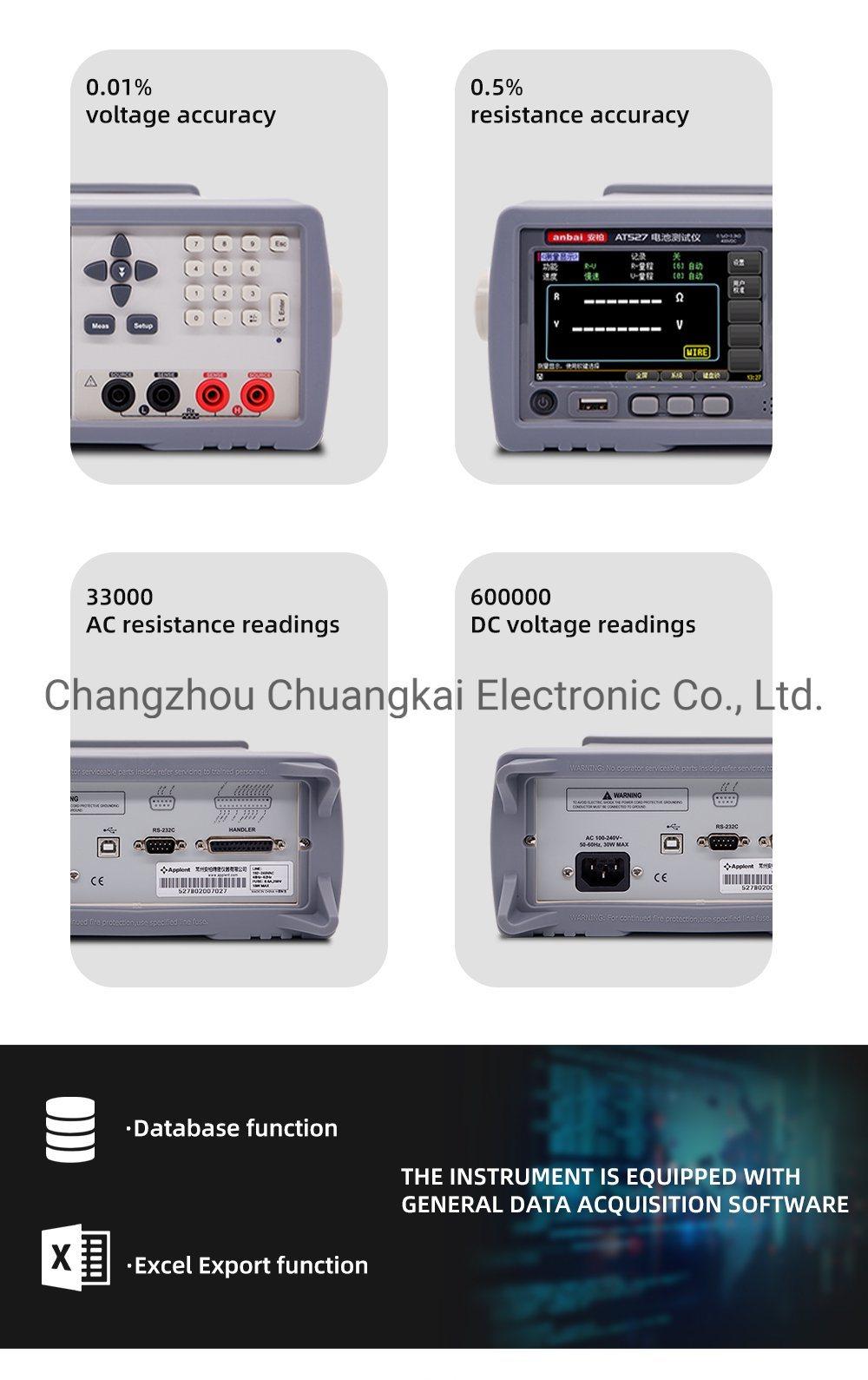 At527L Battery Tester Battery Internal Resistance Meter Voltage Range 0.00001V~60.000VDC