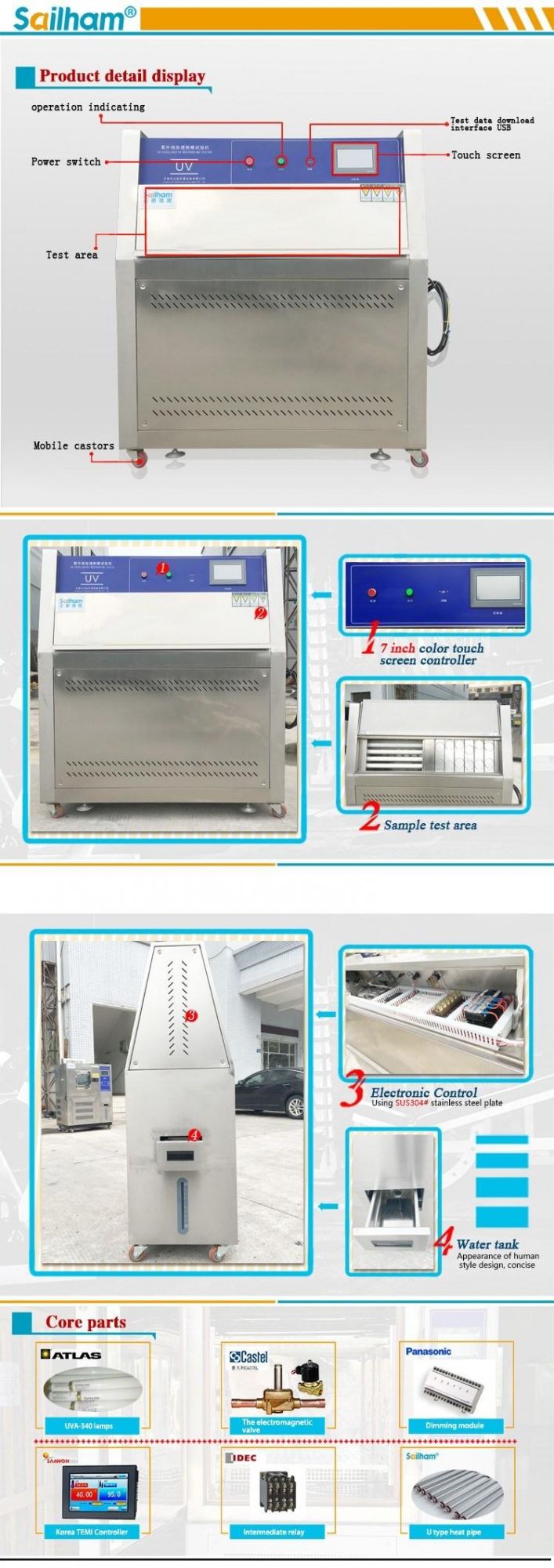 Programmable UV Accelerated Weathering Tester Touch Screen Aging Test Chamber