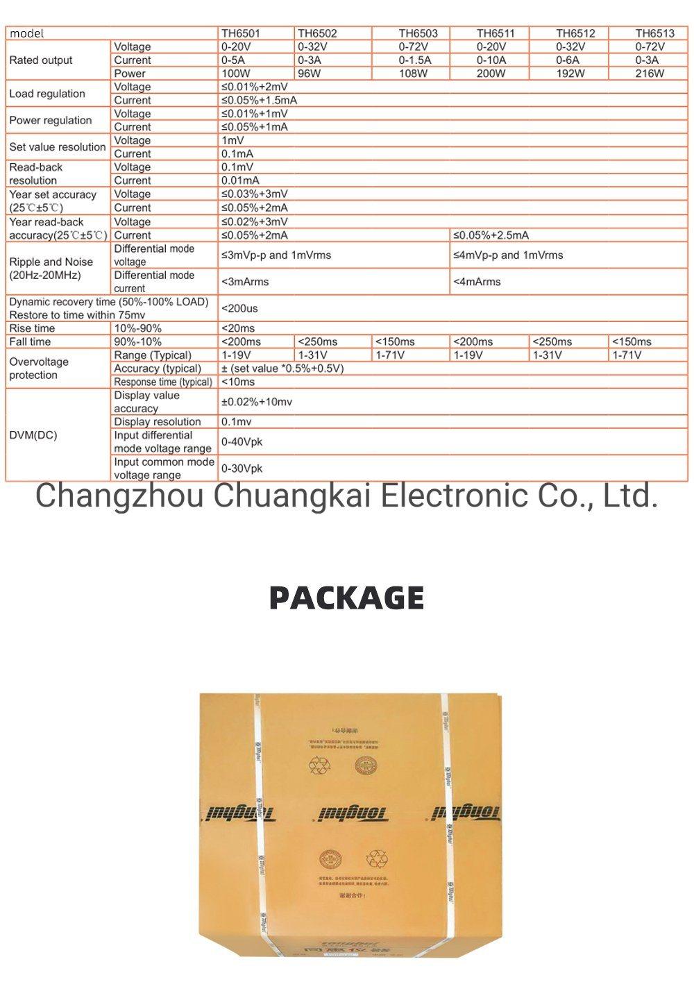 Th6513 Single Channel Linear Programmable DC Power Supply 72V/3A/216W