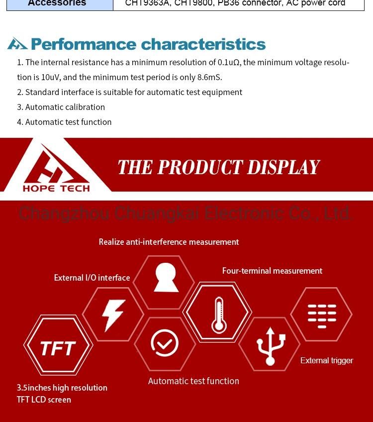 Cht3564 Battery Internal Resistance Tester High Voltage Battery Test Equipment