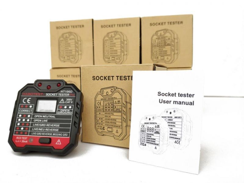 Ht105 New Product GFCI Electric Socket Tester Wall Plug Socket Tester