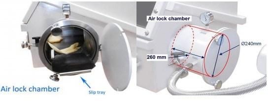 Vacuum Glove Box with Airlock and Vacuum Flange & Gauge