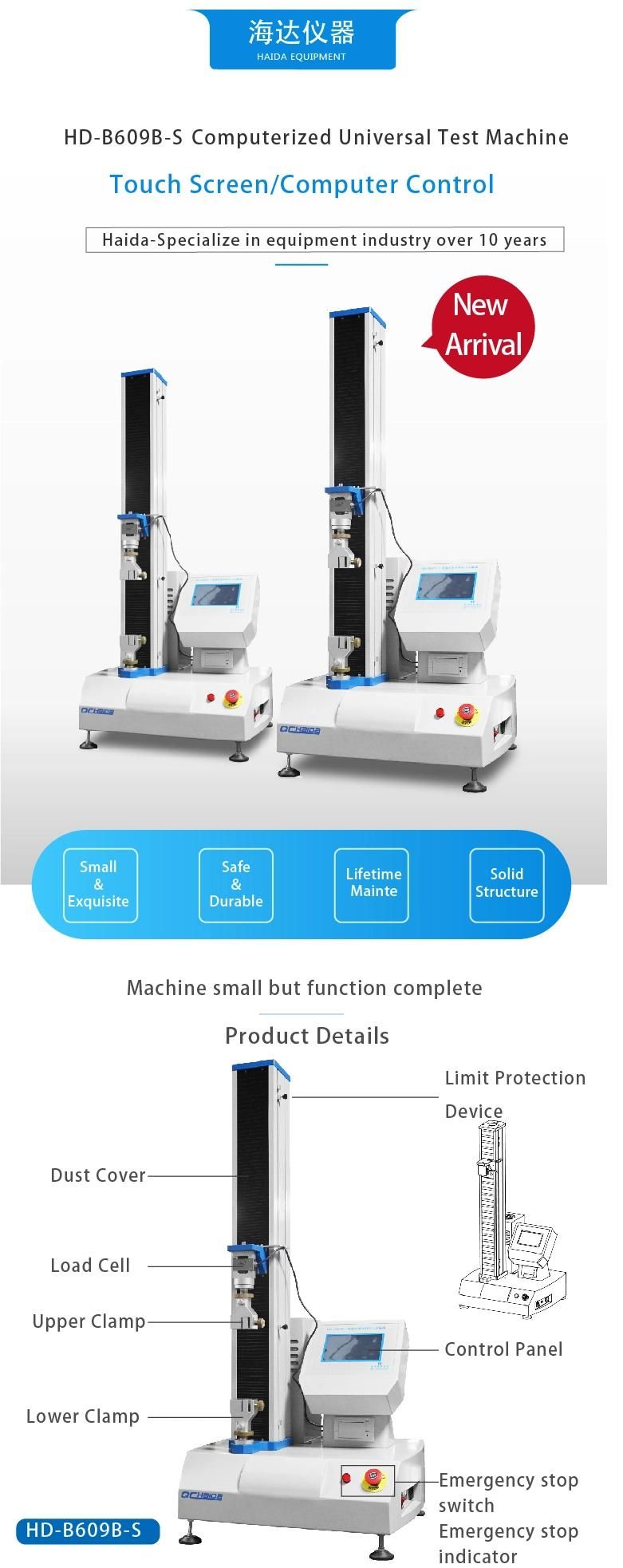 Touch Screen Type ASTM Computer Controlled Universal Tensile Testing Equipment