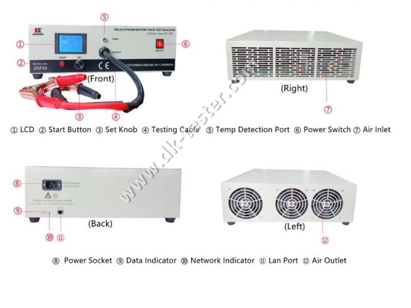 12V/24V/36V/48V/60V/72V/84V 40A Li-ion and VRLA Battery Auto Cycle Charge and Discharge Test System with Intelligent Temperature Monitoring System
