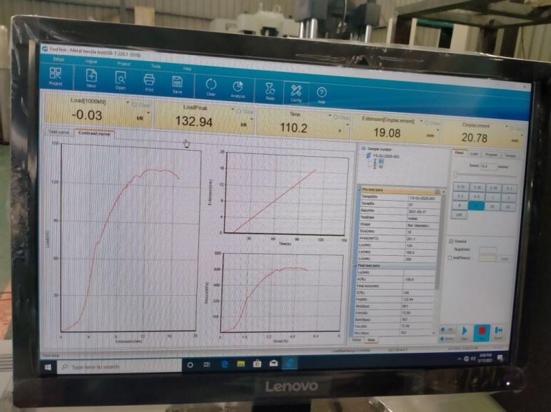 100ton 1000kn Steel Rebar Rod Plate Computer Control Electro-Hydraulic Servo Hydraulic Universal Testing Machine with High Low Temperature Chamber