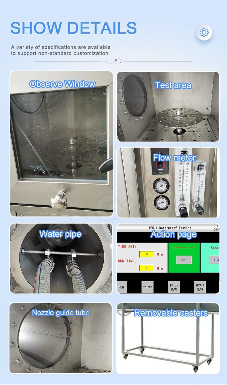 Auto Parts Waterproof IP Grade Rainfall Rain Spray Test Chamber