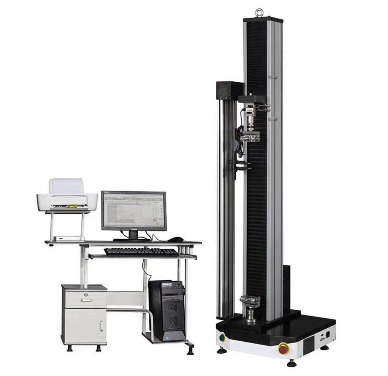 High-Quality Single-Arm 5kn Computer-Controlled Electronic Universal Tensile Testing Machine with Corrugated Fixture and Extensometer for Laboratory