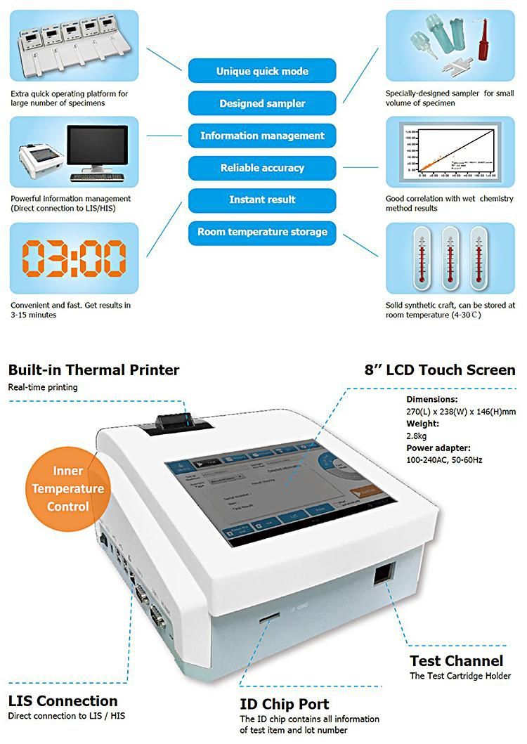 Hc-B014e Plus Wondf O Hba1c Analyzer Hba1c Analyzer Progesterone Analyzer Rapid One Step Test Amh Cortisol FT4 FT3 Vitamin D Test