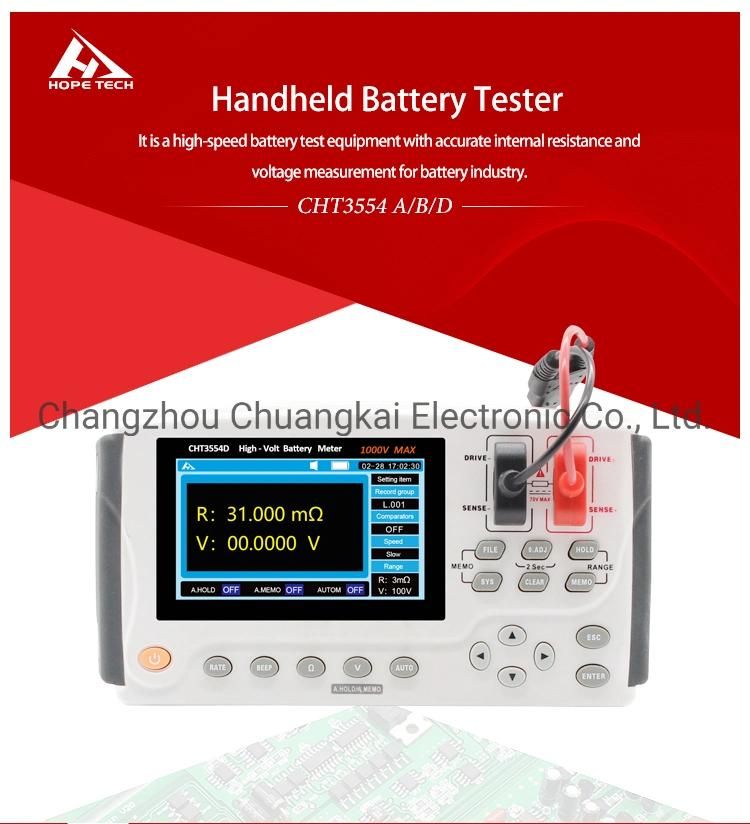 Cht3554b TFT-LCD Display Battery Tester High Voltage Battery Test Equipment