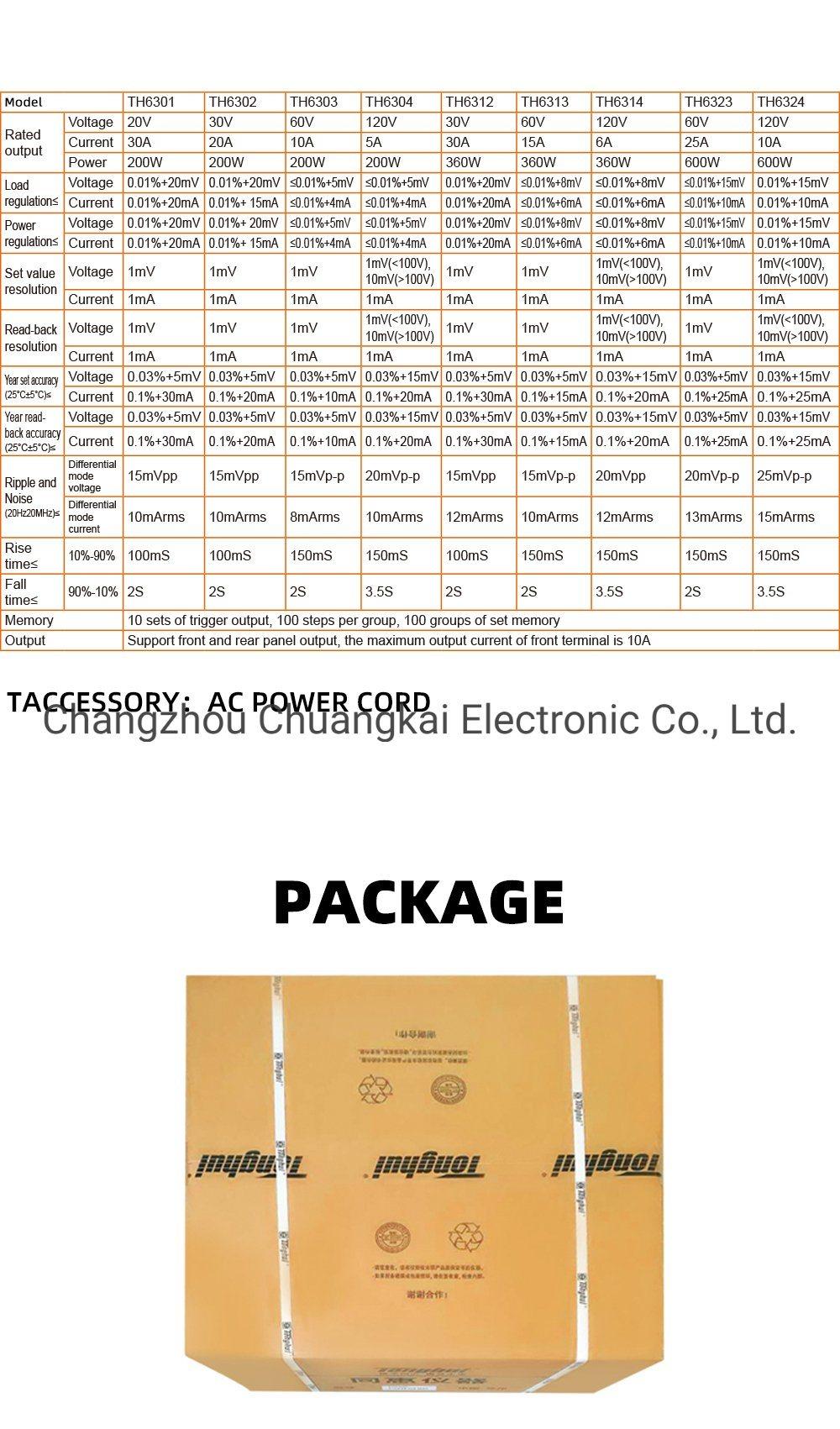 Th6314 Wide Range Linear Programmable High Power DC Power Supply