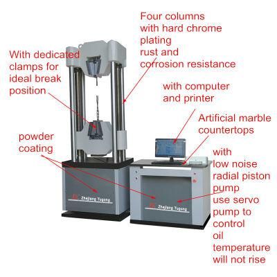 2000kn Microcomputer Controlled Electro-Hydraulic Servo Steel Stranded Wire Utm Machine