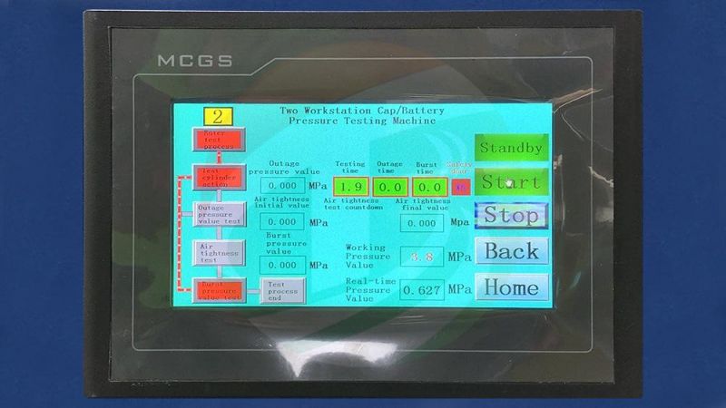 Two-Station Lithium Cylindrical Cell Battery Cap Pressure Tester and Air Tightness Testing Machine