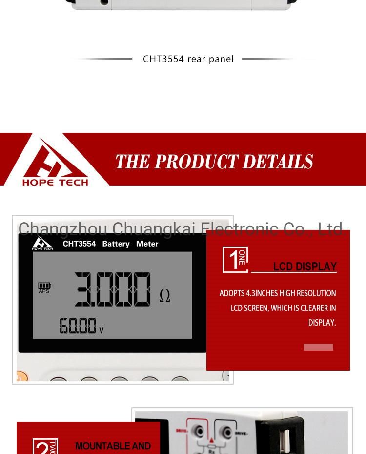 Cht3554 Portable Type Carbon Pile Battery Tester with Stable Readings