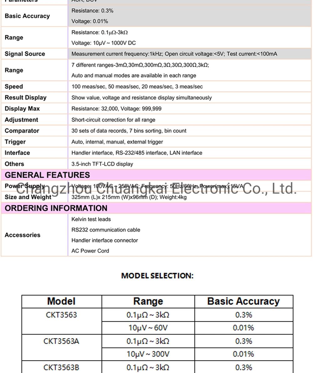 Multi-Channel Battery Internal Resistance Meter Battery Tester Measure (Model CKT3563-24H)