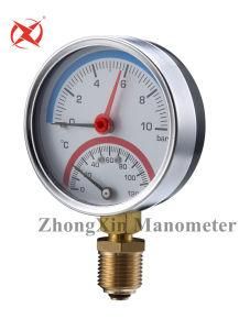 Plastic Window 0-120celsius Thermo-Manometer 0-10bar Bottom Mount Temperature Gauge Pressure Gauge Floor Heating
