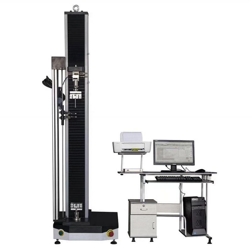 High-Quality Single-Arm 5kn Computer-Controlled Electronic Universal Tensile Testing Machine with Corrugated Fixture and Extensometer for Laboratory