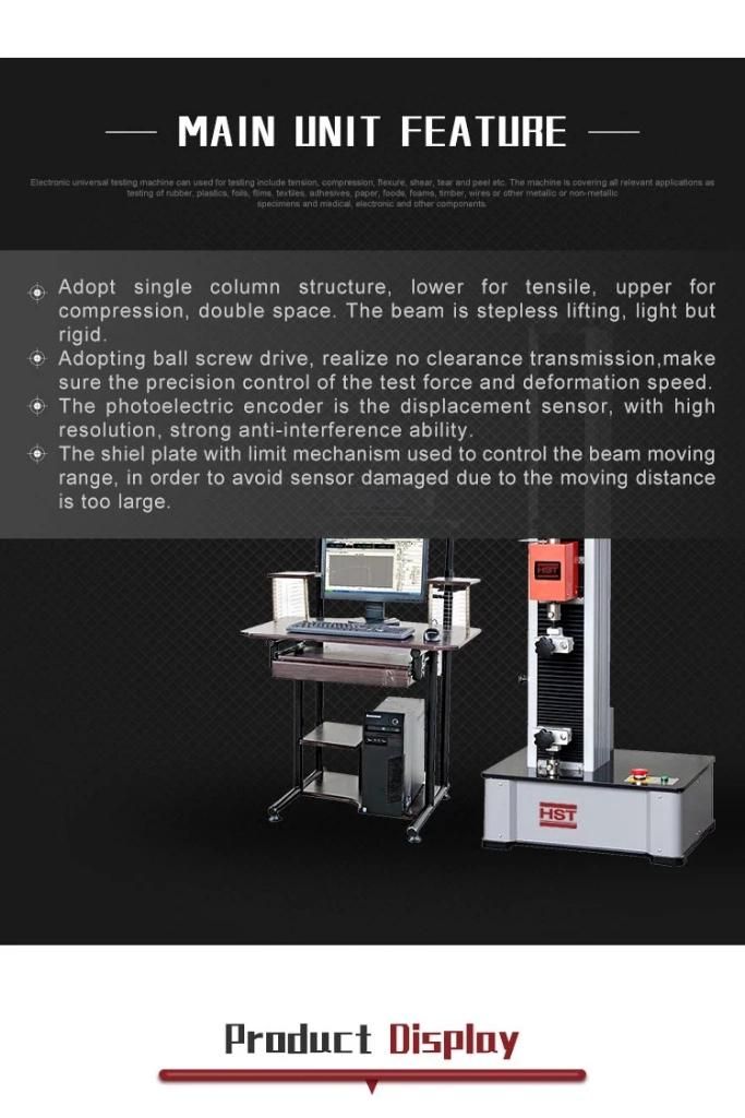 5kn Single Column Computer Control Electronic Universal Testing Machine