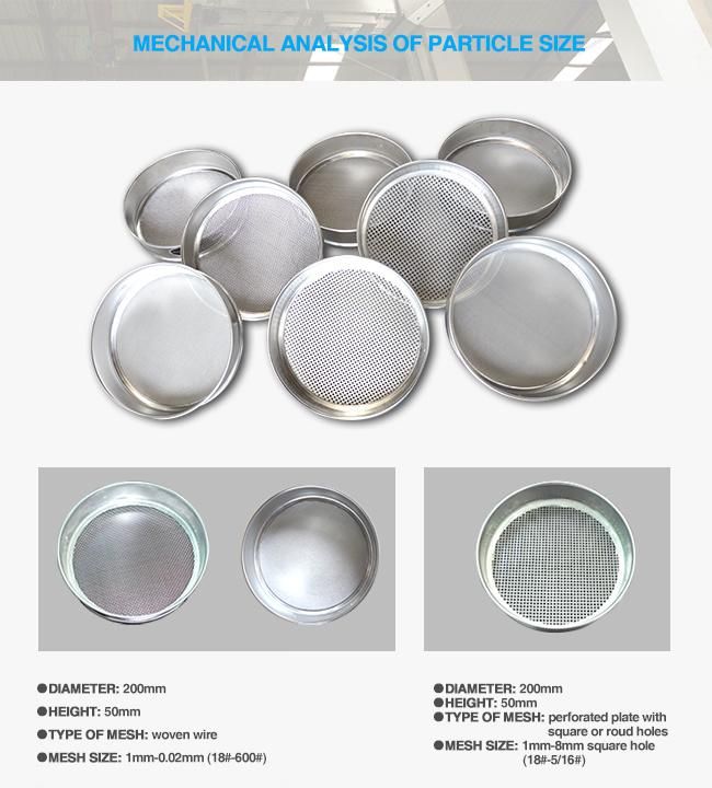 200mm Diameter Stainless Steel Standard Lab Test Sieve Shaker