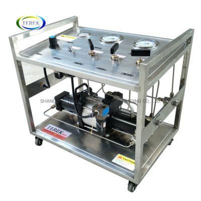 Terek Brand Pneumatic Oxygen N2o CO2 Helium Nitrogen Gas Booster Pump Pressurized Control Bench
