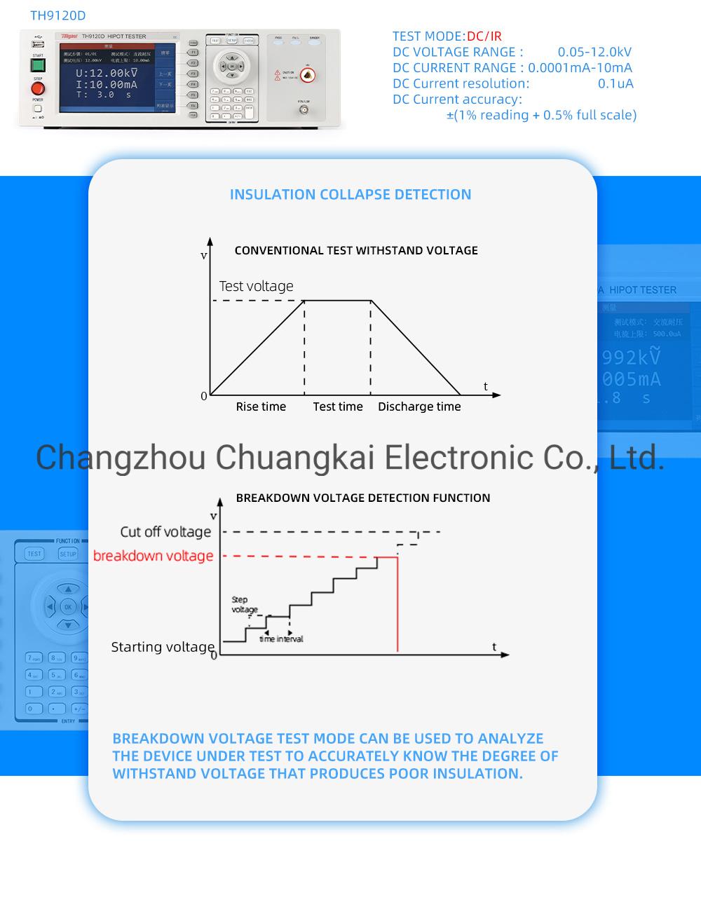 Tonghui Th9120A Hipot Tester AC 0.05-10.0kv Test Mode AC/Osc