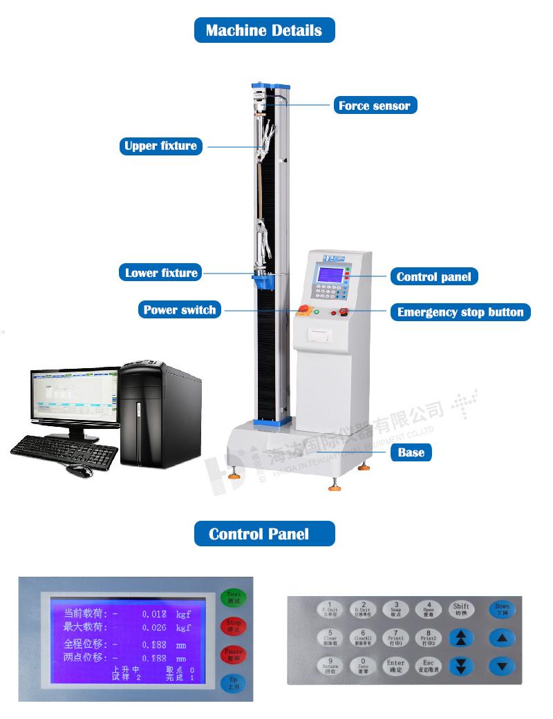 Electronic Single Column Universal Tensile Testing Machine for Adhesion Test