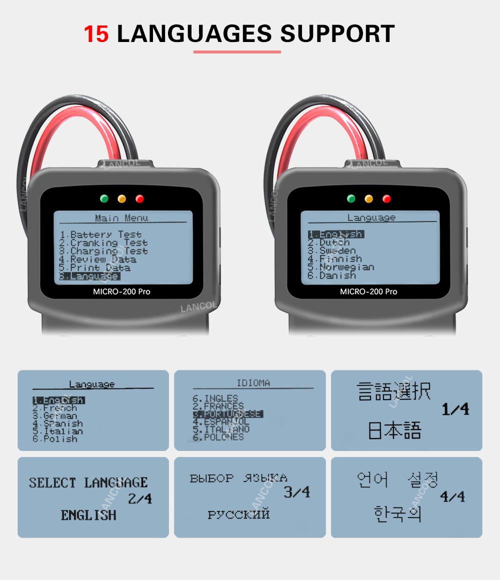 New Upgrade Micro-200 PRO 12V CCA Battery Test 12V 24V Car Battery System Tester