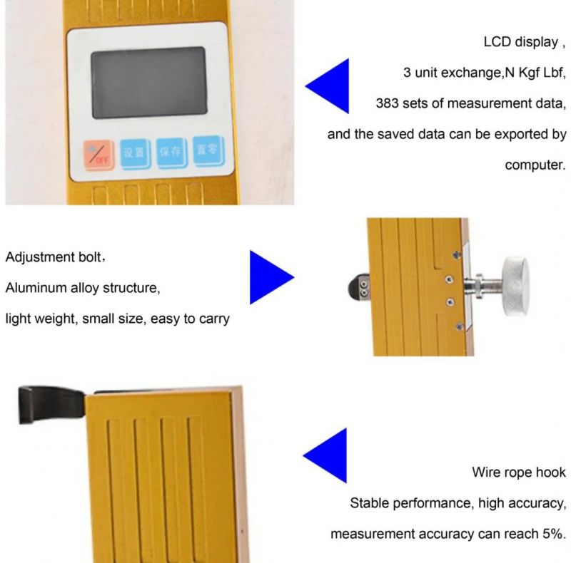 CE Approved Digital Elevator Rope Tension Meter with Software