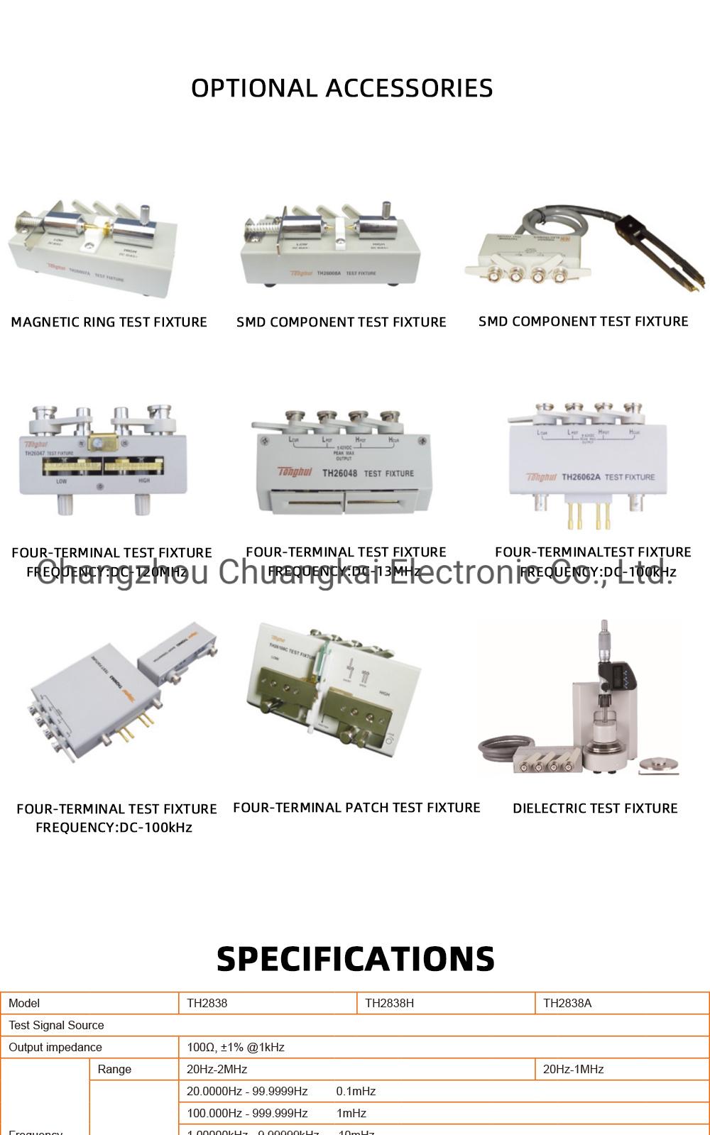 Th2838h Lcr Meter 20Hz-2MHz with DC Bias 0-40V Resistance Meter