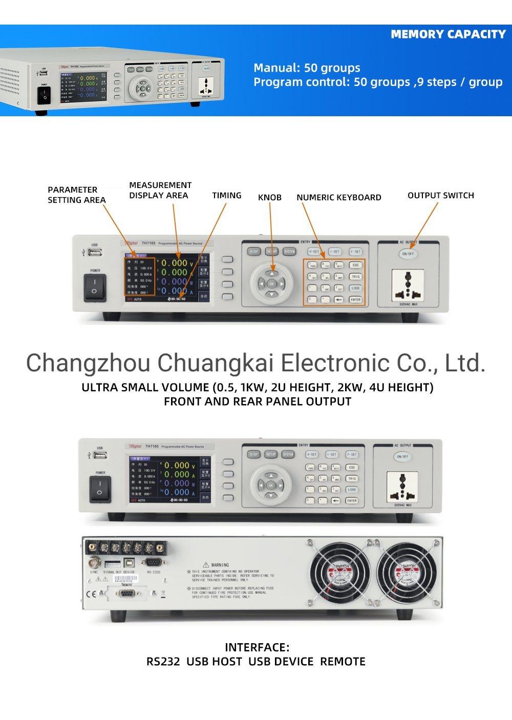 Th7110 Power Source 0-300V, 1000W, 45.0Hz-500Hz Programmable AC Power Supply