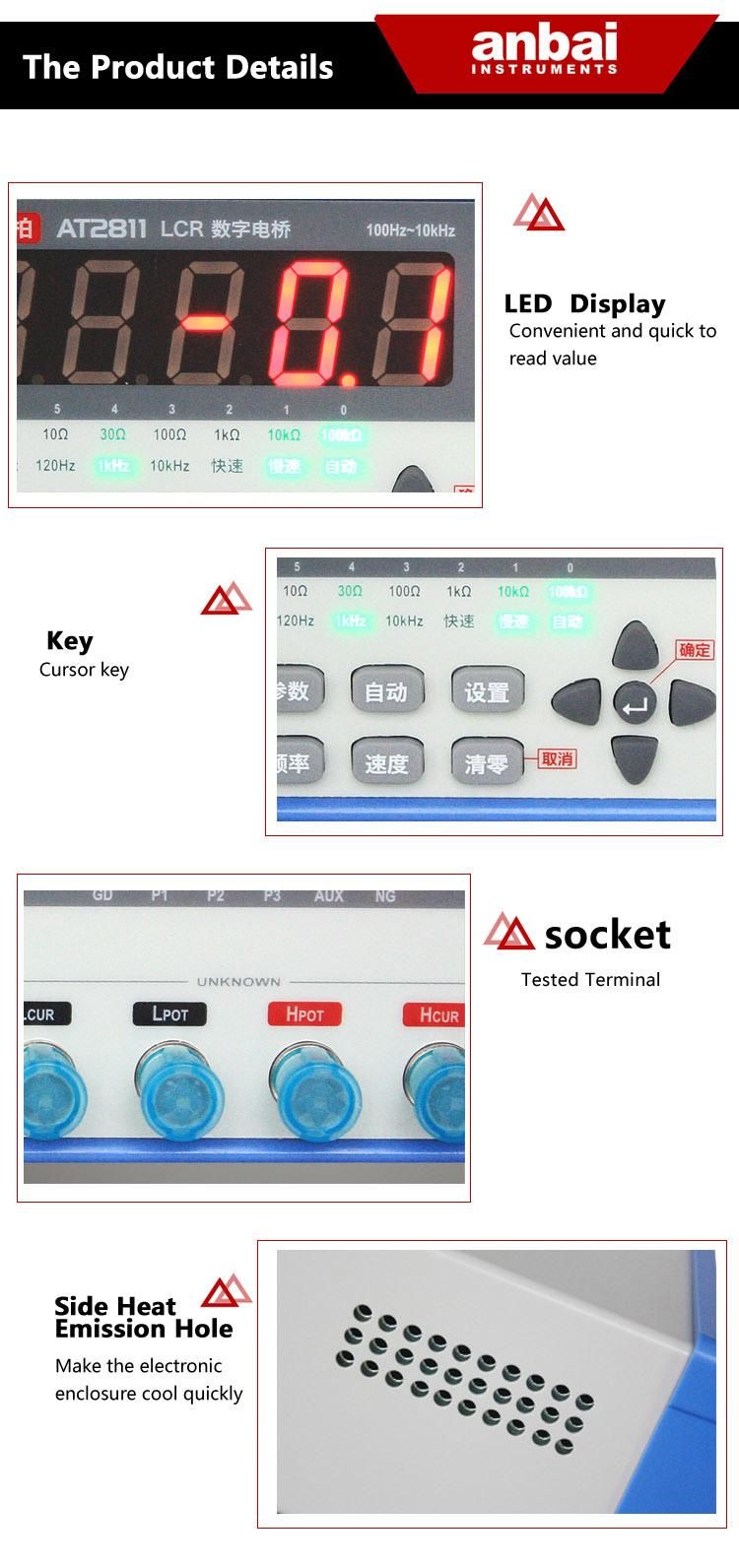 100Hz LED Lcr Meter with 0.25 Accuracy and Comparator At2811