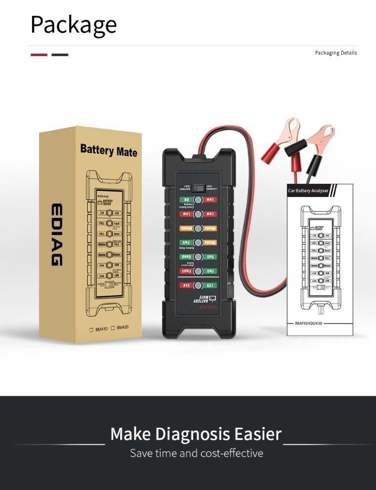 Ediag Bm410 Battery Mate Supporting Gasoline and Diesel 24V 12V