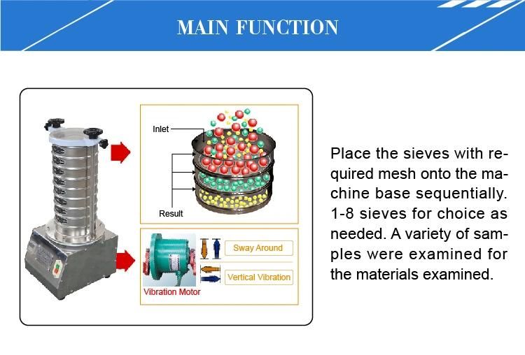 Grain Digital Vibrating 300mm Laboratory Sieve Shaker Set Machine