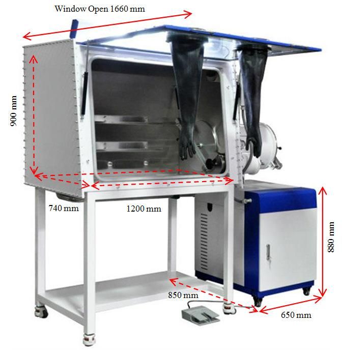 Laboratory Vacuum Glove Box with H2O & O2 Purification System