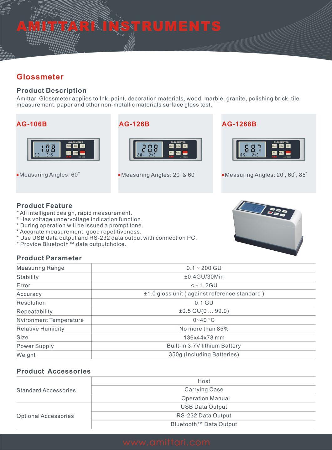Digital Non-Metallic Materials Surface Gloss Tester Measuring Range 20.60.85