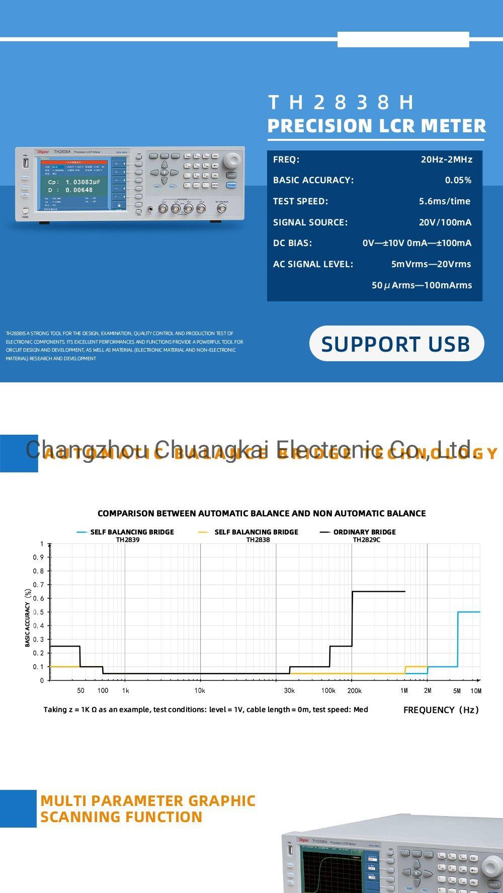 Th2838 Rlc Meter 20Hz-2MHz High Frequency Digital Lcr Meter Resistance Meter