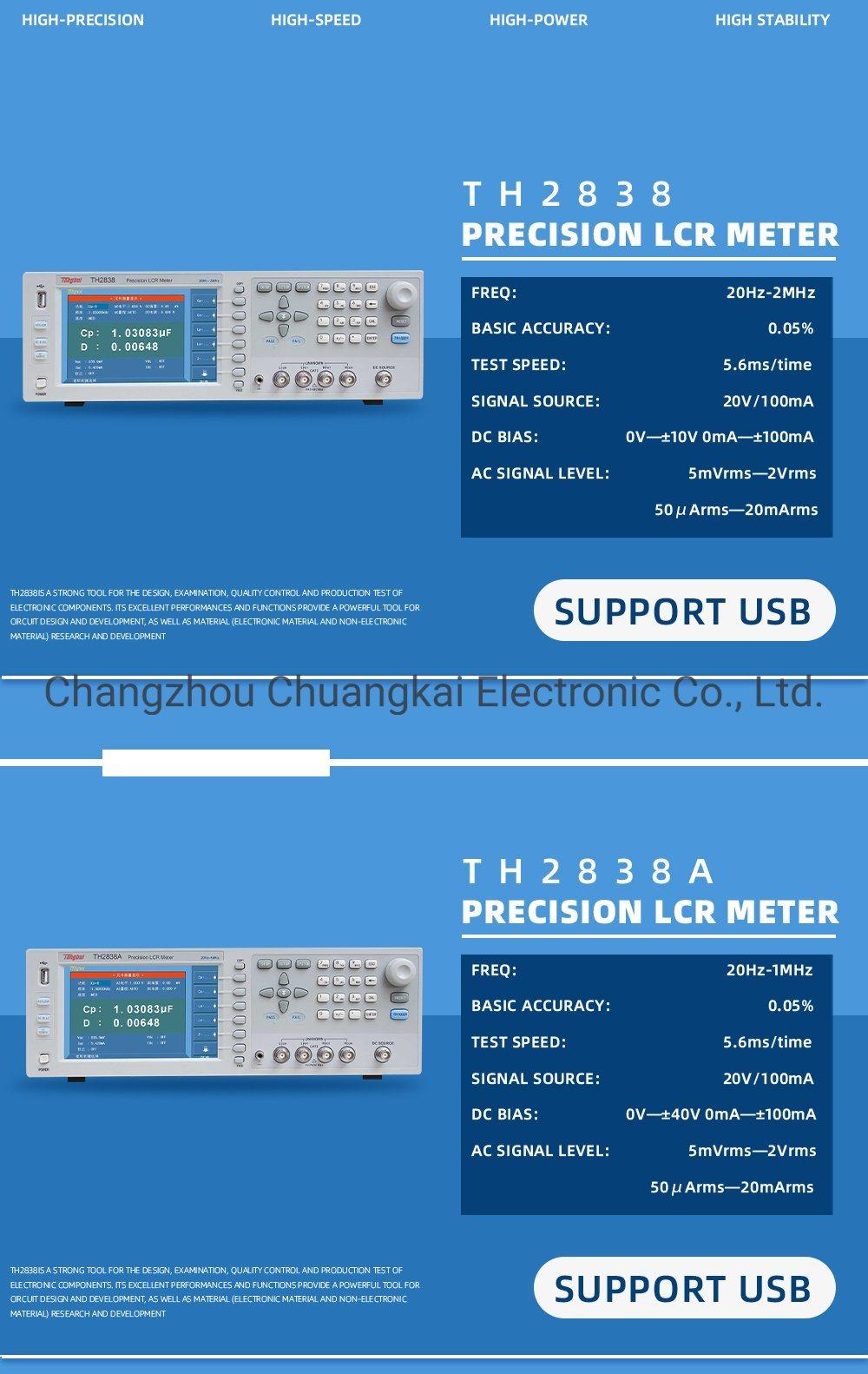 Th2838 Rlc Meter 20Hz-2MHz High Frequency Digital Lcr Meter Resistance Meter