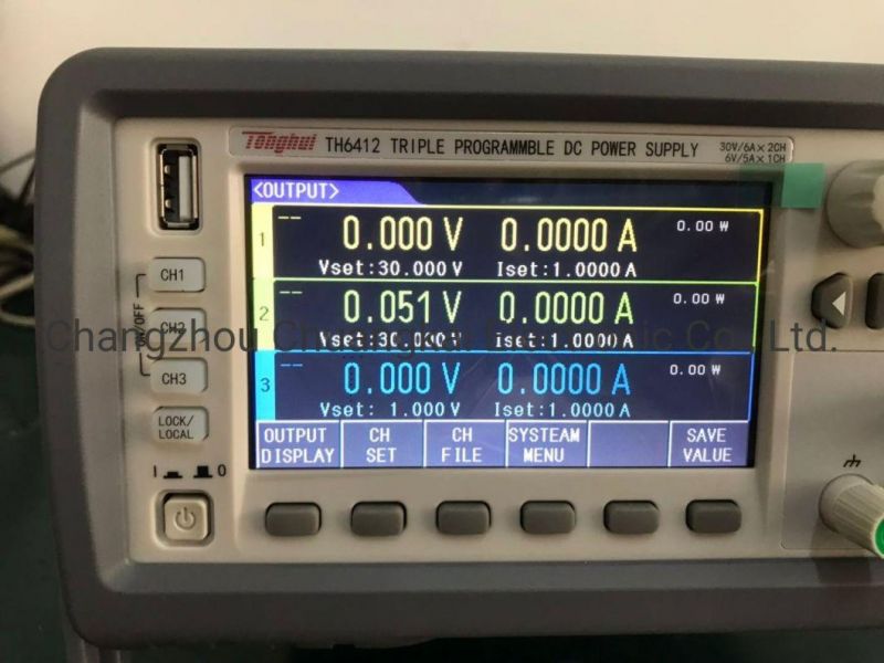 Th6412 Programmable Linear DC Power Source with 0-30V/6A/180W*2, 0-6V/5A/30W*1