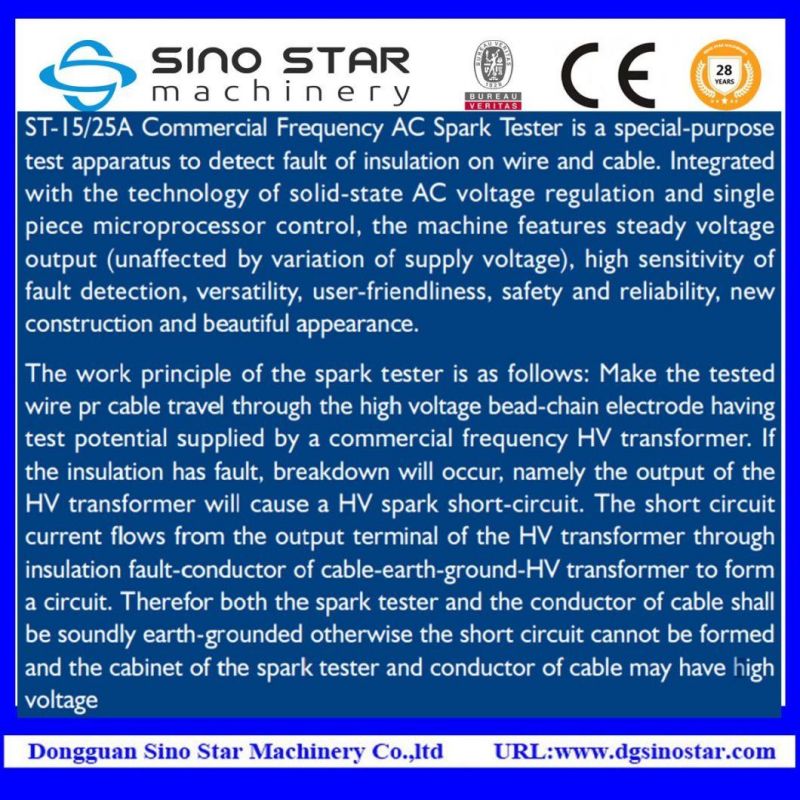 25kv Industry Frequency Cable Spark Tester Machine