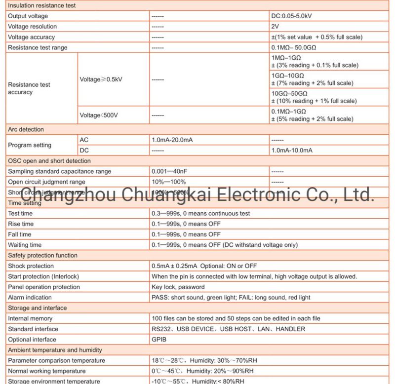 Tonghui Th9120A Hipot Tester AC 0.05-10.0kv Test Mode AC/Osc