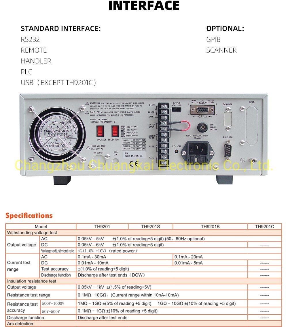 Th9201c Safety Tester AC Withstanding Voltage Tester 0.1mA - 20mA