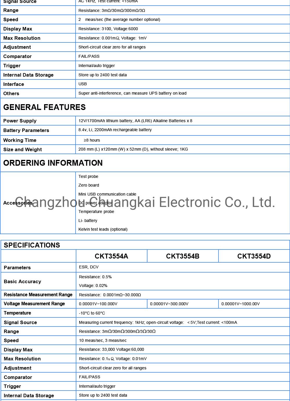 Ckt3554A Li-ion Battery Test Equipment Measure Motorcycle Battery