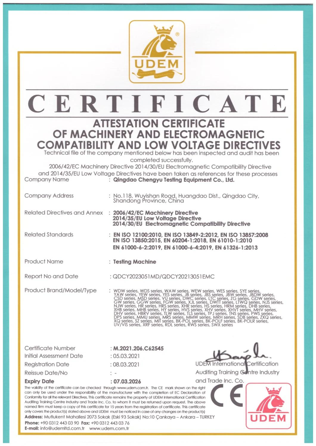 Computer Controlled Waw-1000d Hydraulic Universal Tensile and Compression Testing Machine for University Laboratories