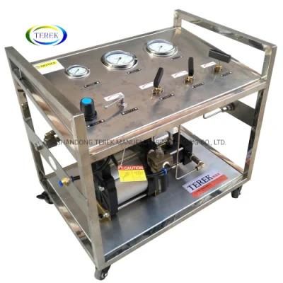 Terek Brand High Quality 300 Bar Output Portable Popular Air Driven Gas Booster Station for Cylinder Testing